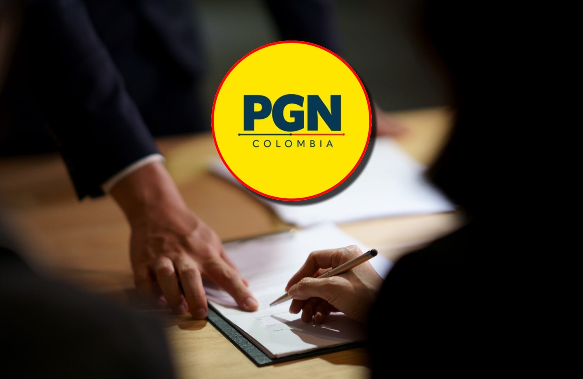 Logo de la Procuraduría e imagen de referencia de contrato. Fotos: X @PGN_COL / Getty Images