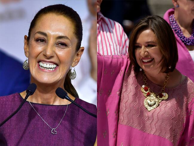 Las candidatas presidenciales mexicanas Claudia Sheinbaum (izq) que compite por el oficialismo y Xóchitl Galvéz (der) que compite por la oposición. 
( Foto: Caracol Radio / Getty )