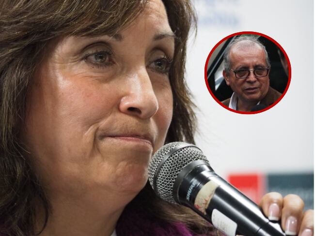 La presidenta de Perú, Dina Boluarte, y en el círculo su hermano, Nicanor Boluarte, quien fue detenido por presunto tráfico de influencer.   
(Foto:   Getty / Caracol Radio )