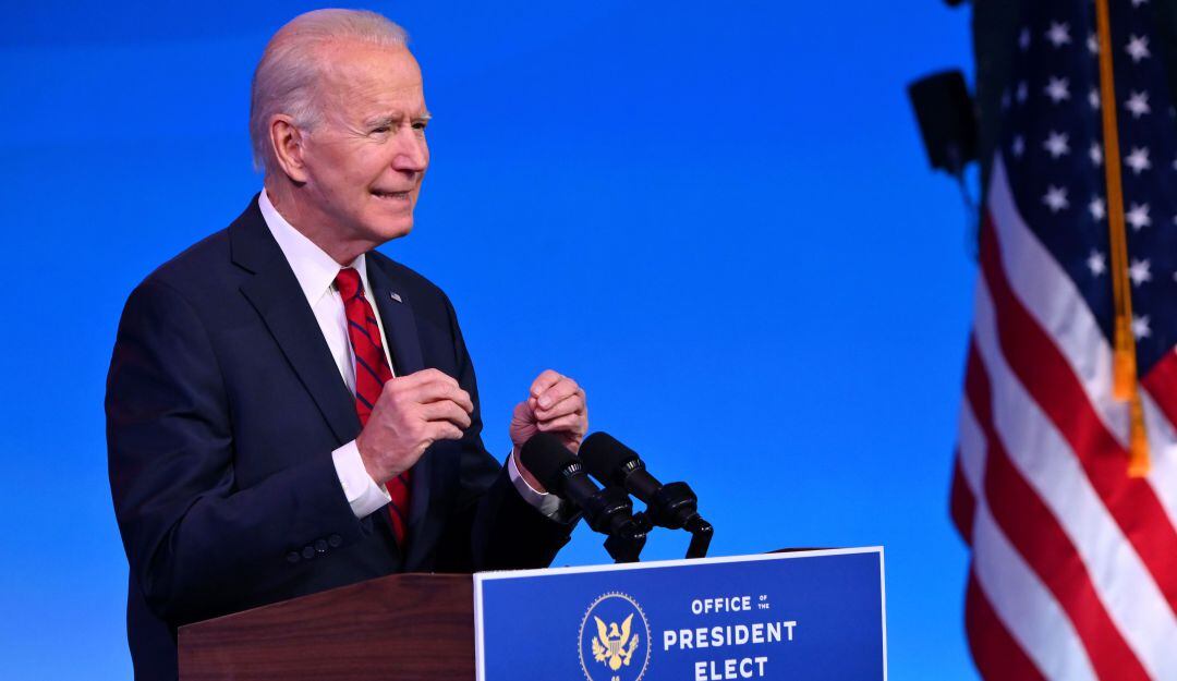 El presidente electo Joe Biden durante la presentación de su plan de vacunación contra el coronavirus.