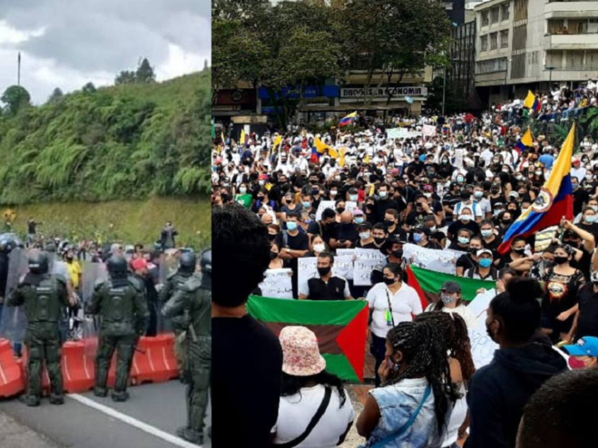 Armenia, marchas sin problemas, en las vías del Quindío persisten bloqueos