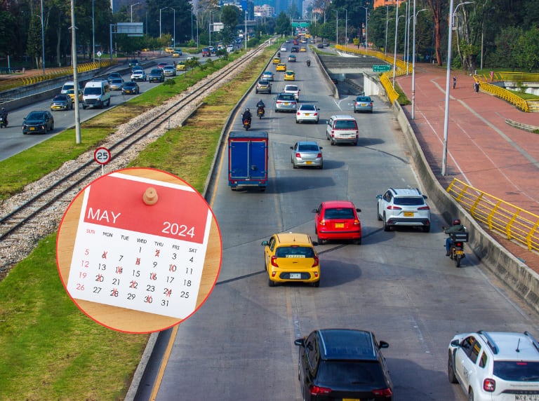Avenida NQS con tráfico / Calendario de mayo 2024 (Getty Images)