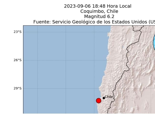 Temblor Chile, de magnitud 6.2, 6 de septiembre 2023. Foto: Servicio Geológico Colombia.