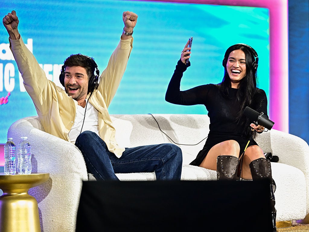 Pablo Alborán, Riza Godoy during the Billboard Latin Music Week Miami 2025 Making the Hit LIVE panel at the Fillmore Miami Beach on October 21, 2025 in Miami Beach, Florida. (Photo by Gustavo Caballero/Billboard via Getty Images)