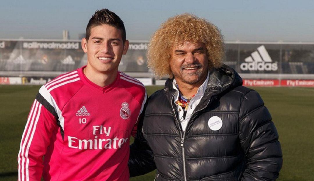 Una visita del 'Pibe' Valderrama a James en el Real Madrid (2015).