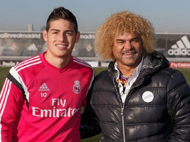 Una visita del &#039;Pibe&#039; Valderrama a James en el Real Madrid (2015).