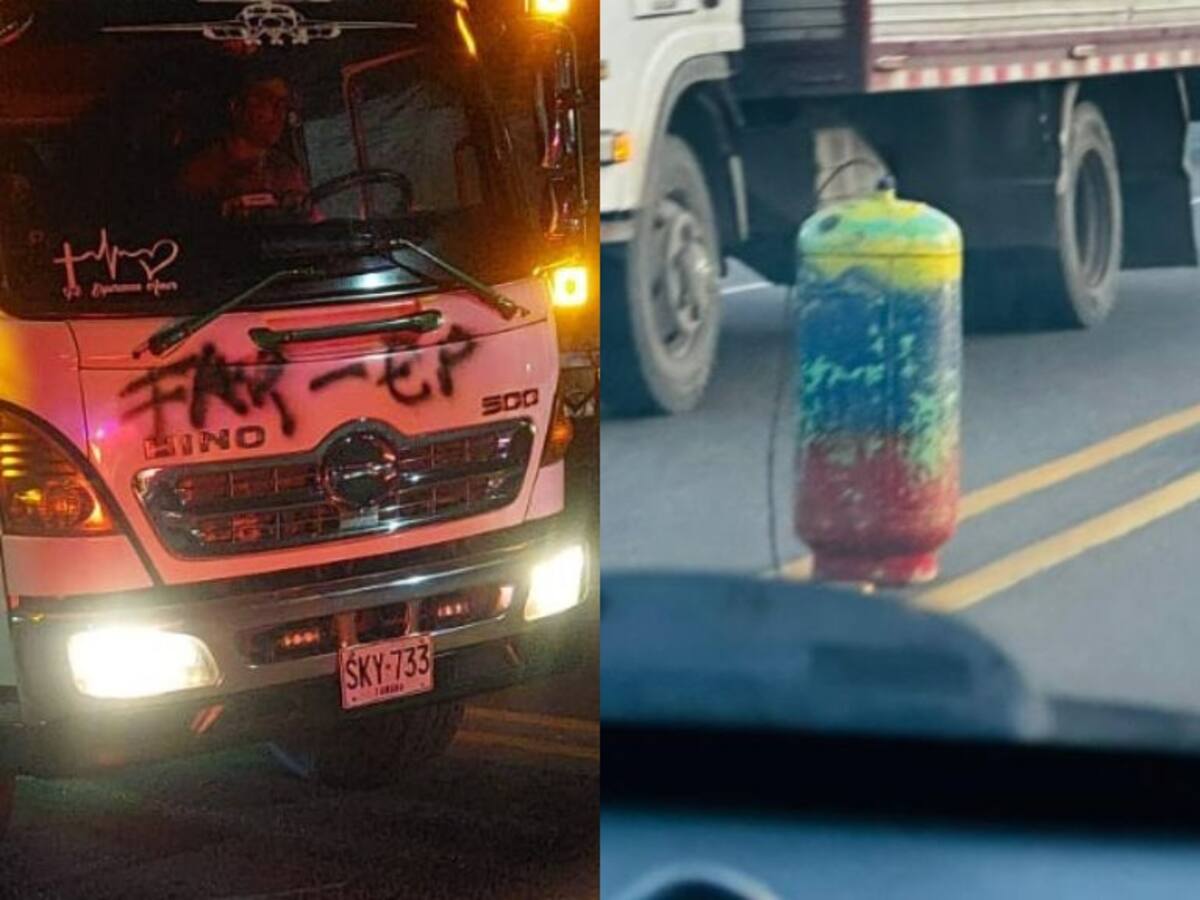 Disidencias instalaron retén ilegal en la vía Panamericana: pintaron vehículos e instalaron cilindro