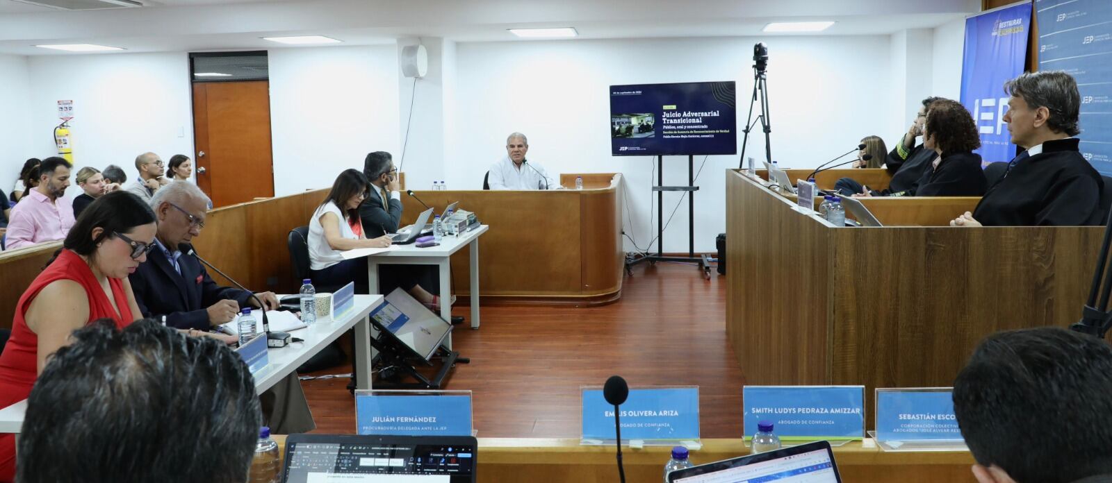 Juicio de la JEP por falsos positivos contra el coronel (r) Publio Hernán Mejía. Foto cortesía Juan Camilo Velandia- JEP