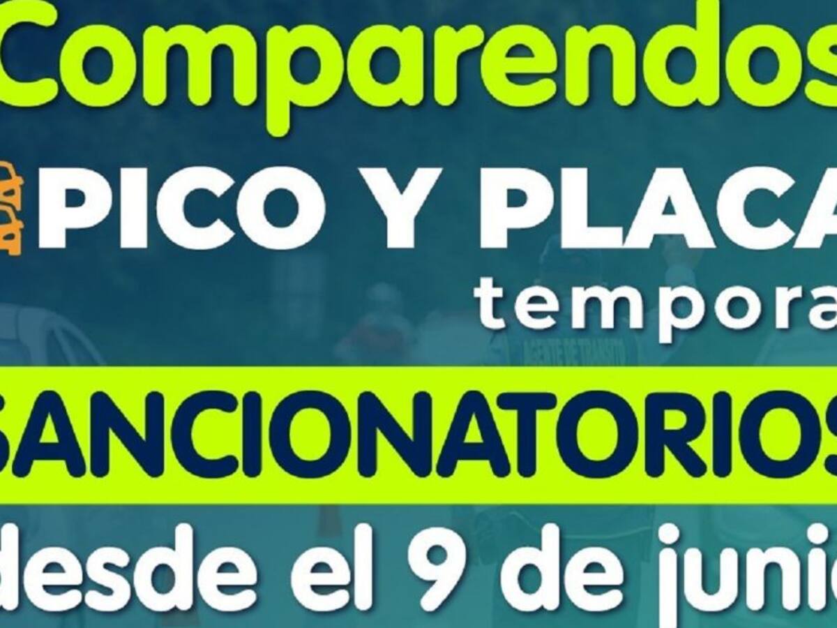 Desde hoy 9 de junio habrá sanciones económicas por incumplir pico y placa