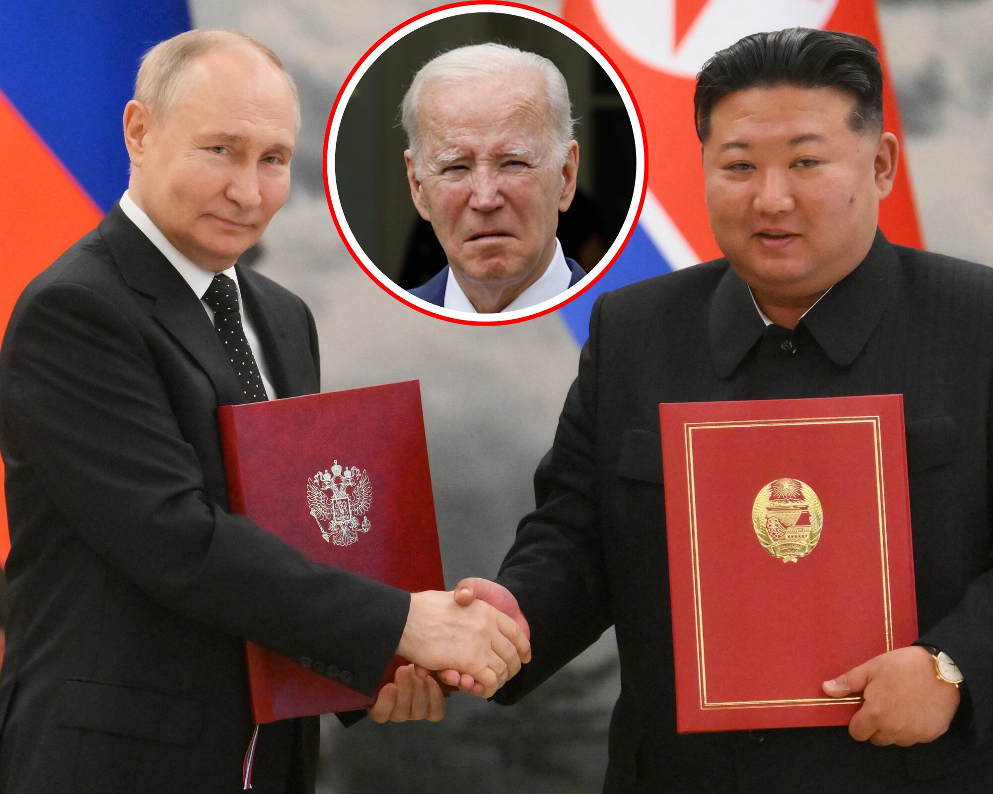 De izquierda a derecha, los presidentes Vladimir Putin (Rusia), Joe Biden (Estados Unidos) y Kim Jong-Un (Corea del Norte).
(foto: Caracol Radio / Getty )