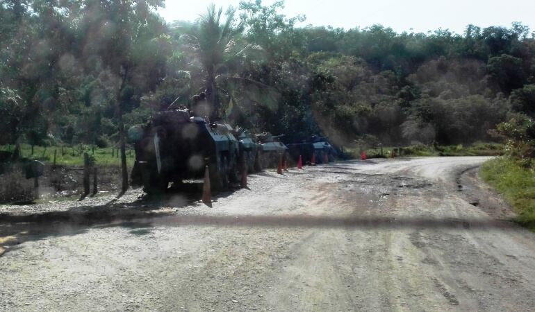 Contingente militar en las vías hacia el Catatumbo en Norte de Santander