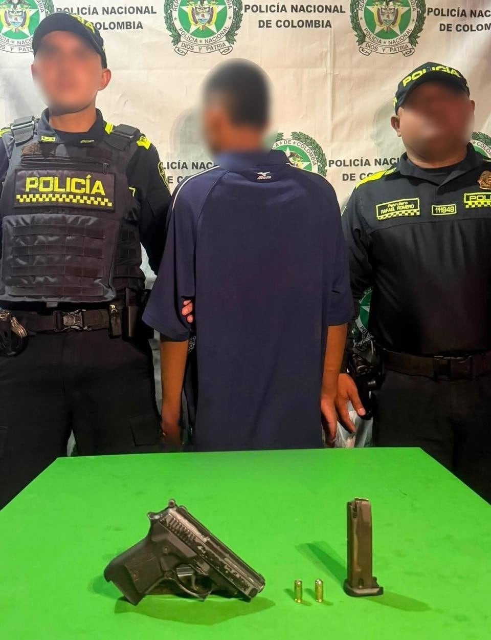 Capturado con arma de fuego. // Policía Metropolitana de Cartagena