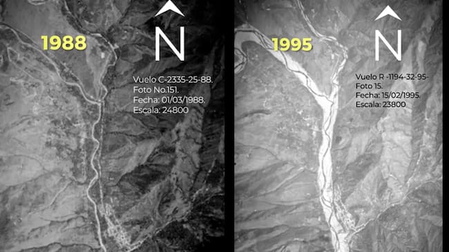 Fotografías del SGC de 1988 y 1995 sobre la destrucción de Belalcázar -SGC