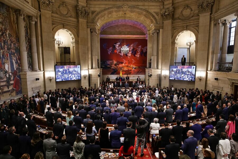El presidente Gustavo Petro participa de la instalación del nuevo periodo legislativo en el Congreso. Foto: Colprensa.