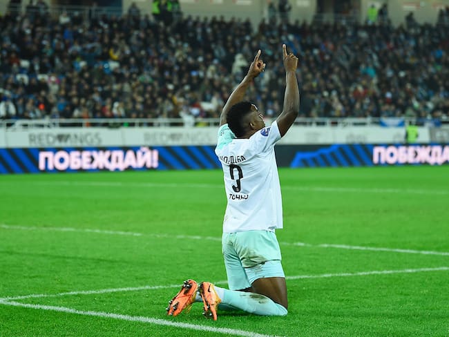 Jhon Cordoba festeja gol con Krasnodar FC por la Premier League de Rusia