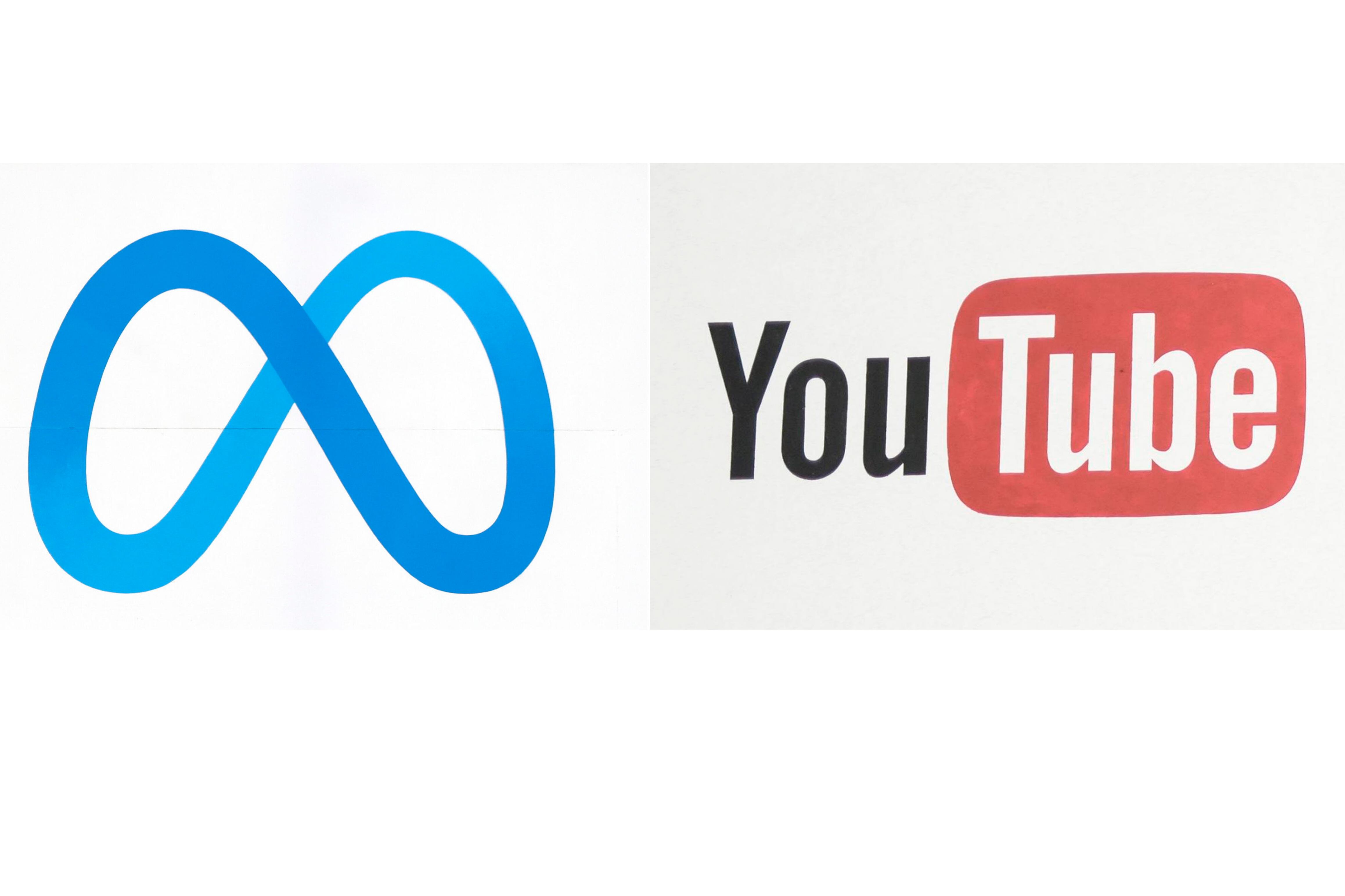 Combo de fotografías de archivo que muestra de izquierda a derecha los logos de Meta y Youtube. Un jurado de Los Ángeles declaró este miércoles culpables a Meta y Youtube de perjudicar la salud mental de menores en una histórica demanda sobre la adicción a las redes sociales. (Crédito: EFE/ARCHIVO)