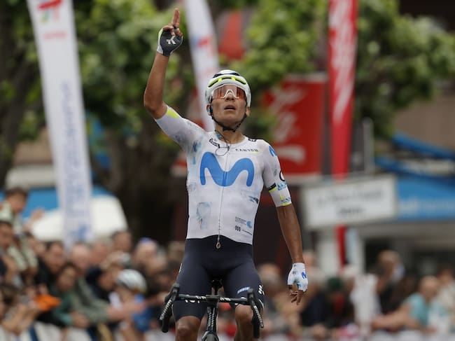 Nairo Quitana, ganador de la segunda etapa de la Vuelta a Asturias / Twitter: @Movistar_Team