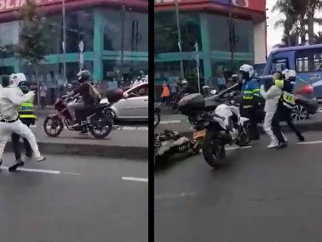 Riña entre un ciudadano y agentes de tránsito de Manizales