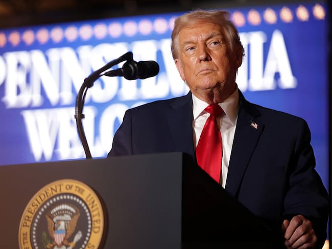 El presidente de Estados Unidos, Donald Trump, durante un evento en Mount Pocono, Pennsylvania, el 9 de diciembre de 2025. FOTO: Alex Wong/Getty Images