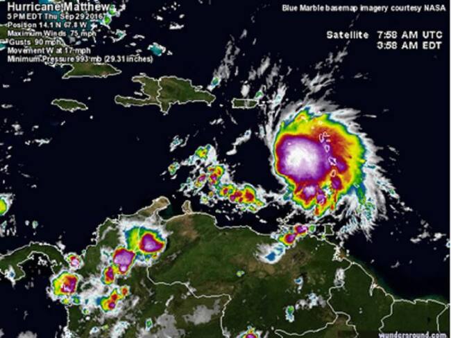 Cinco barrios en Barranquilla en riesgo por paso de huracán 'Matthew'