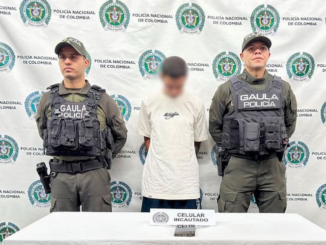 Alias La Chinga, capturado por secuestro extorsivo en Medellín. Foto: Policía Meval.