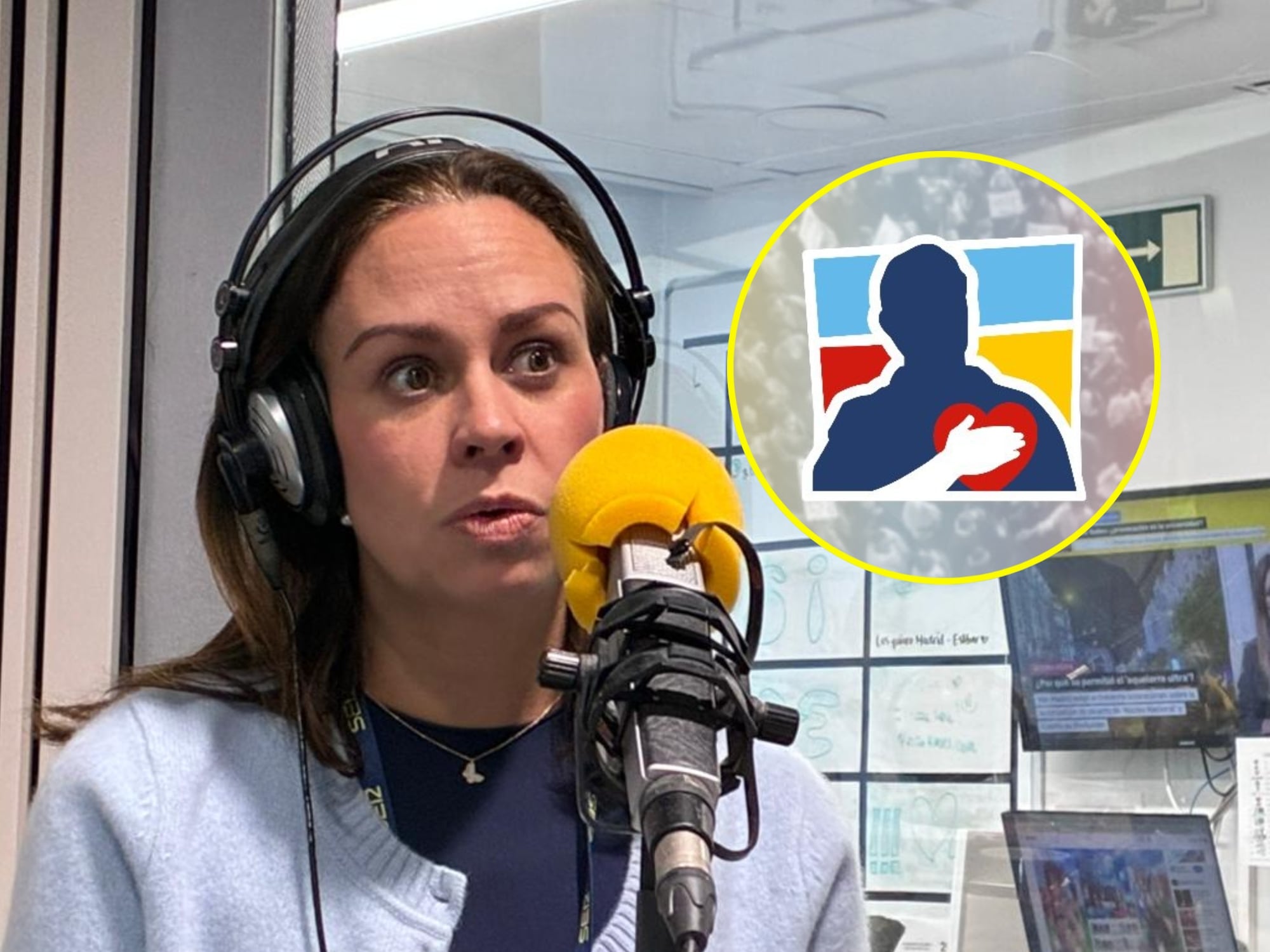 María Claudia Tarazona y logo del Centro Democrático. Fotos: W Radio / X @CeDemocratico
