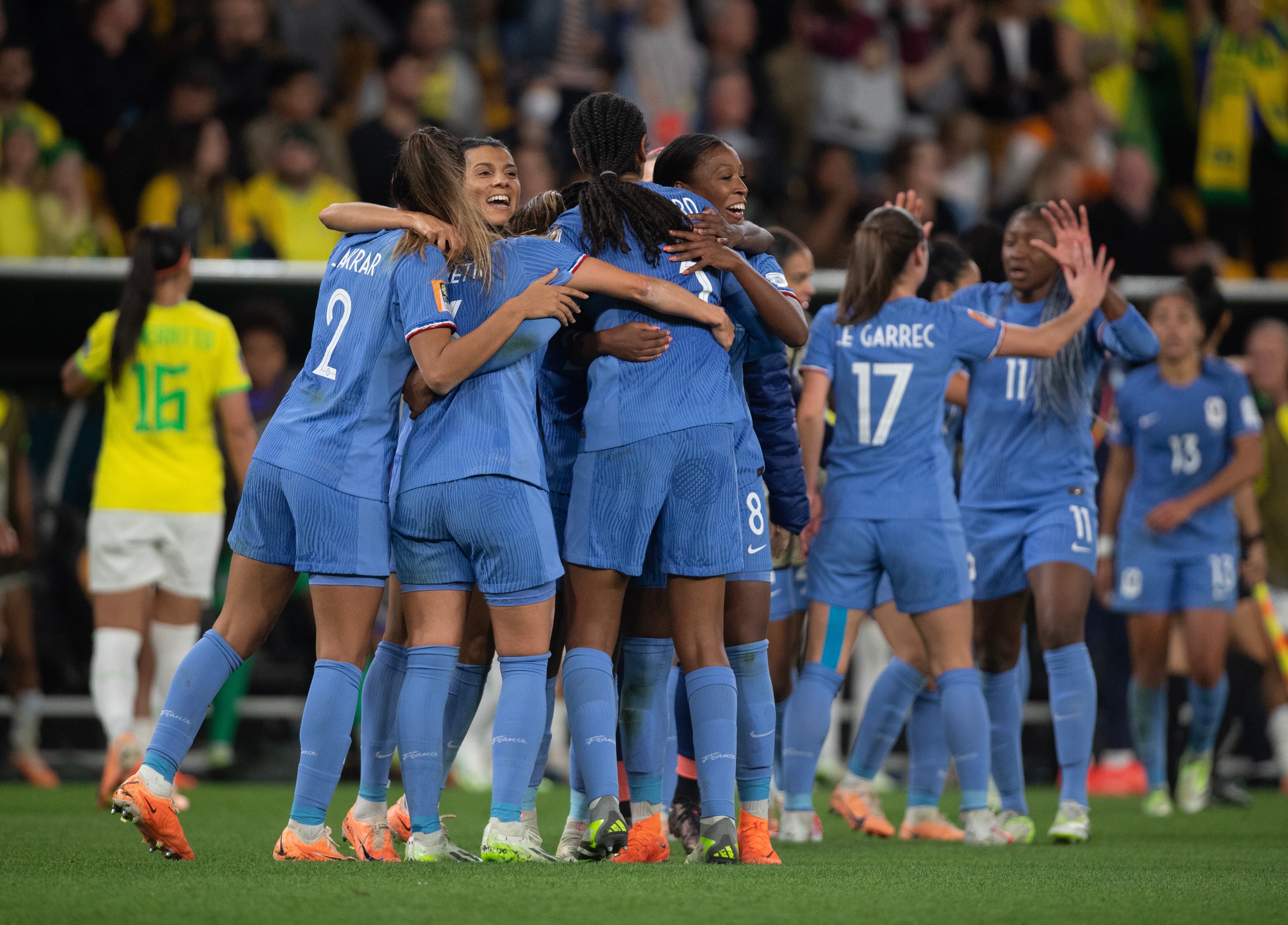 Francia festeja su triunfo ante Brasil en el Mundial. (Photo by Joe Prior/Visionhaus via Getty Images)