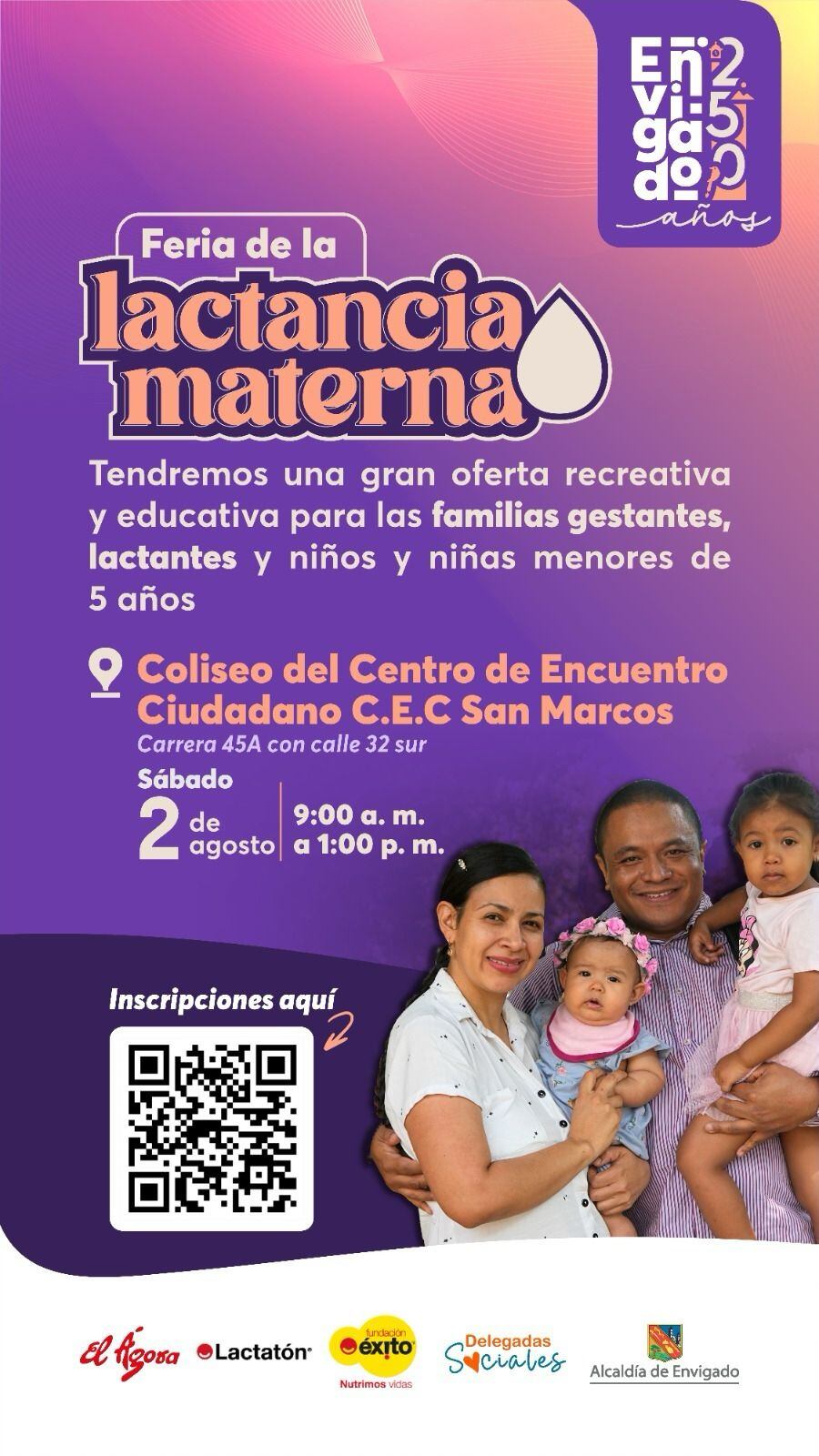 El municipio de Envigado celebrará la Semana Mundial de la Lactancia Materna. Foto: Alcaldía de Envigado.