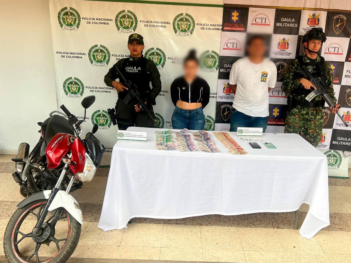 Dos extorsionistas capturados en Tello Huila