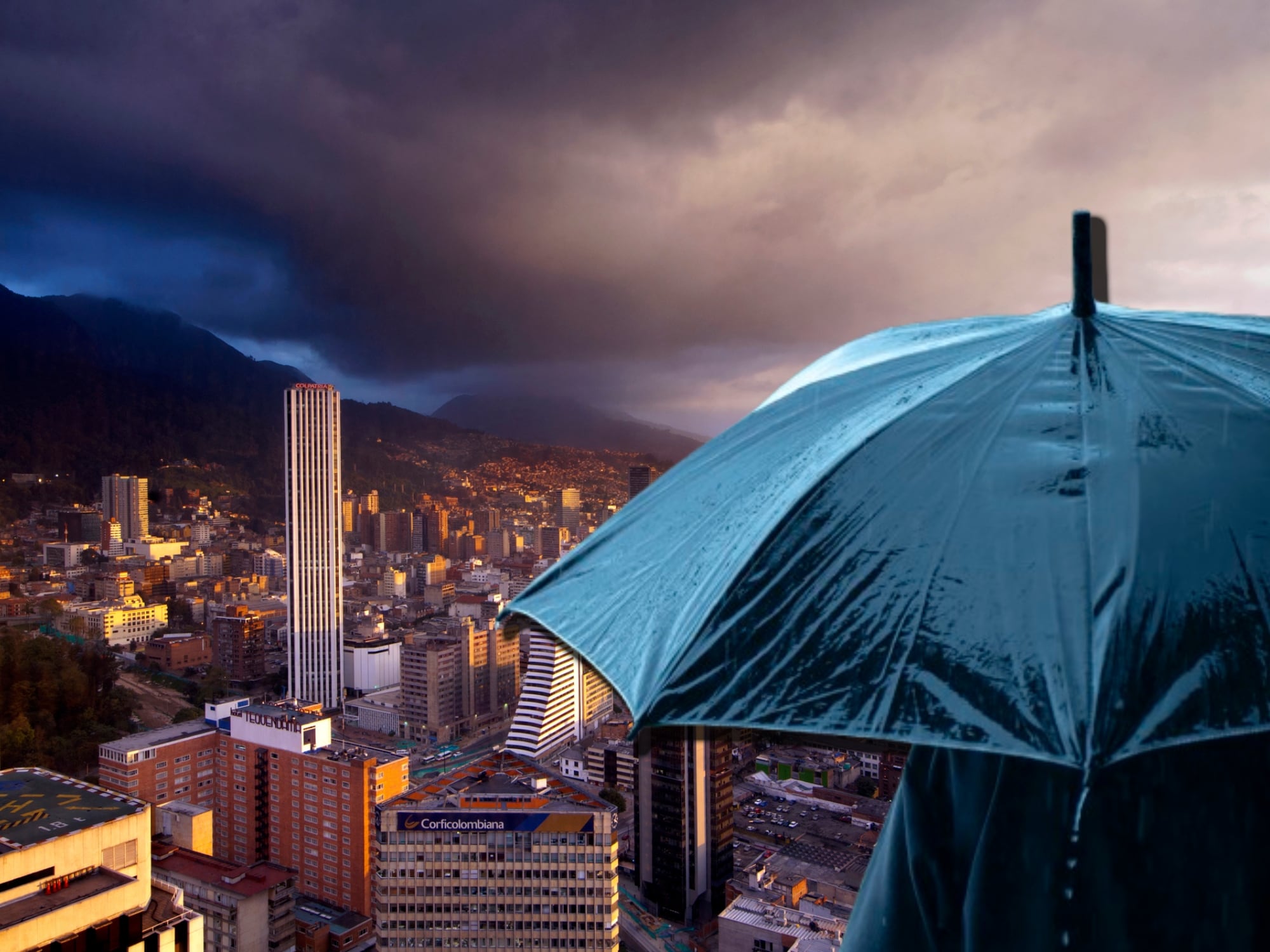 Panorámica de Bogotá y lluvias. Fotos: Getty Images