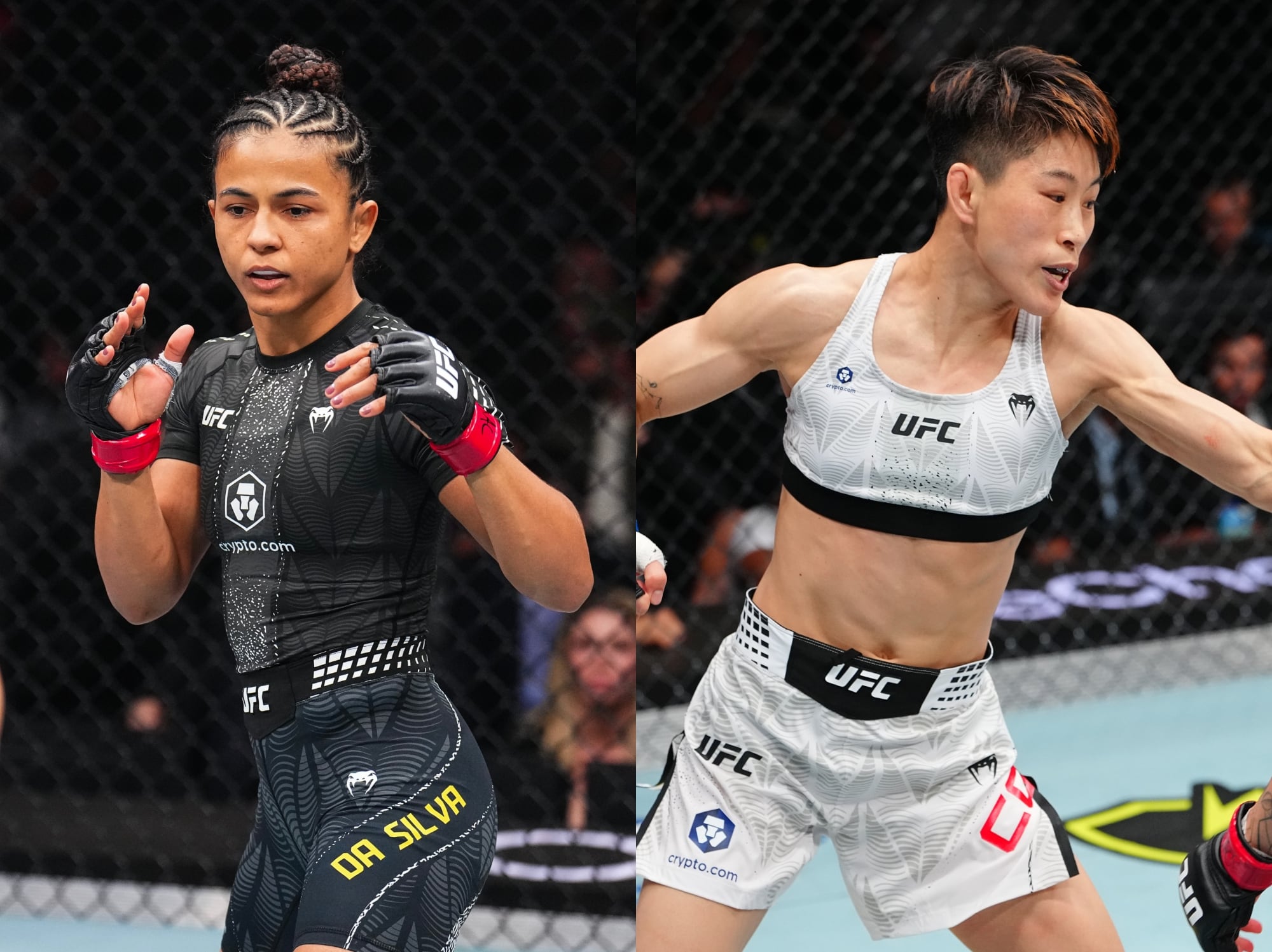 Natalia Silva y Wang Cong, peleadoras de la UFC. Fotos: Getty Images.