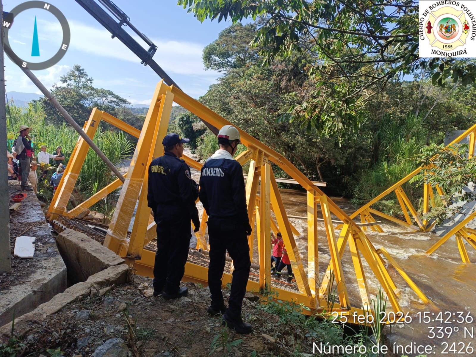 Colapsó puente El Triunfo en Boyacá. Foto: Alcaldía de Moniquirá