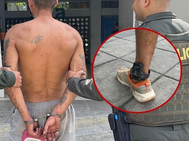 Otro capturado por hurto que tenía brazalete del Inpec en Bucaramanga. Foto: Policía Mebuc.