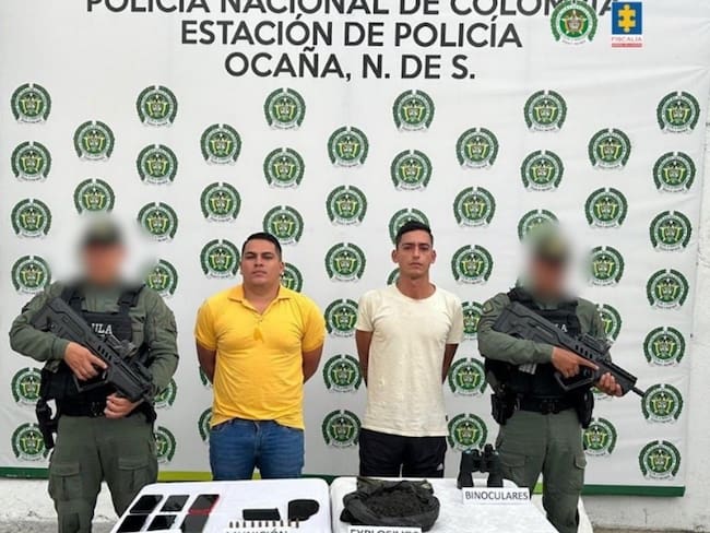Capturados presuntos disidentes de las FARC señalados de almacenar explosivos. Foto: Fiscalía.