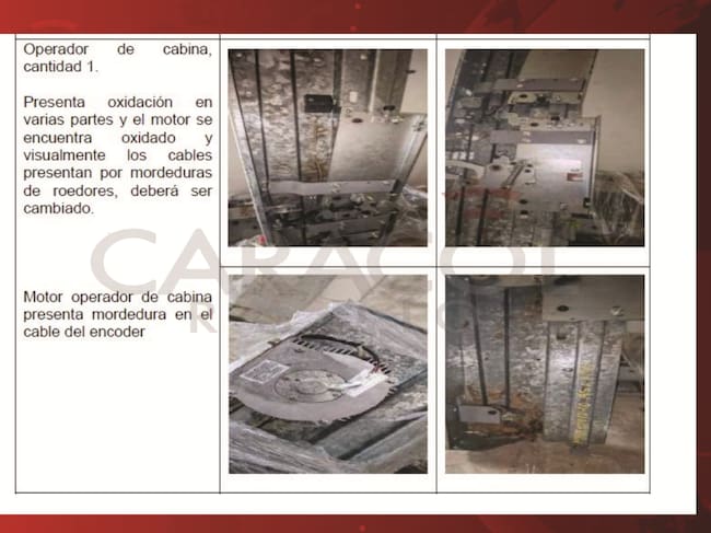 El registro fotográfico del estado de la mercancía del ascensor en el aeropuerto de San Andrés.