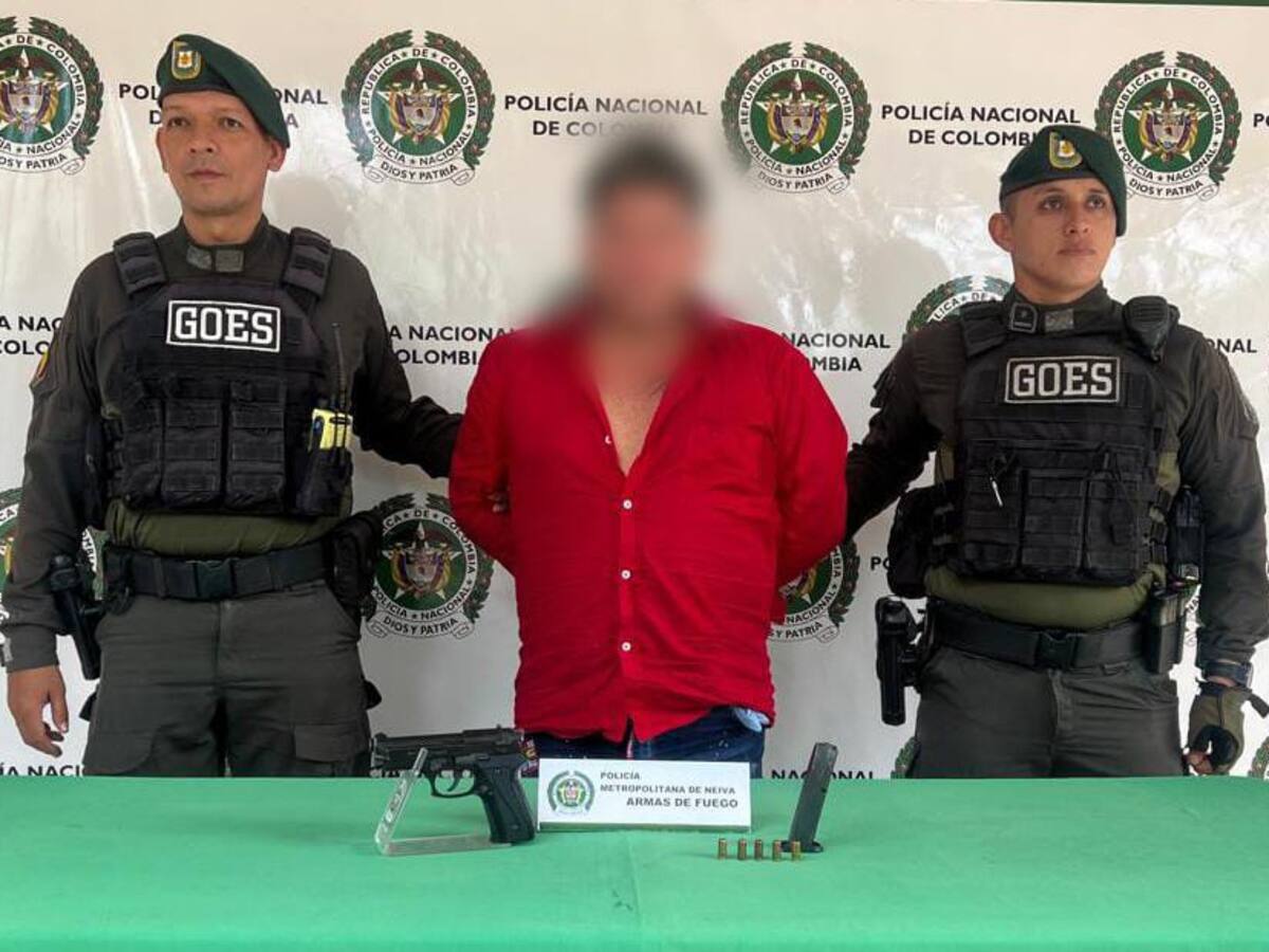En Neiva capturan un hombre con un arma de fuego ilegal tipo pistola