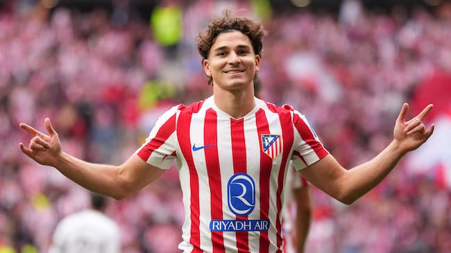 Julián Alvarez celebra su gol ante el Real Madrid en el Wanda Metropolitano. FOTO: Angel Martínez/Getty Images
