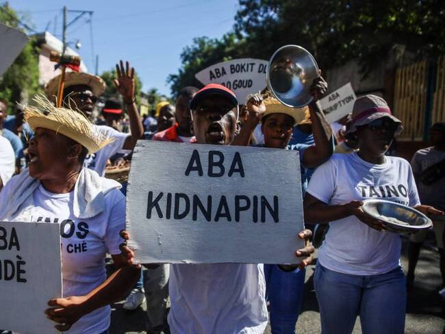 Protesta de haitianos en rechazo a los constantes secuestros por parte de pandillas. Foto: Getty