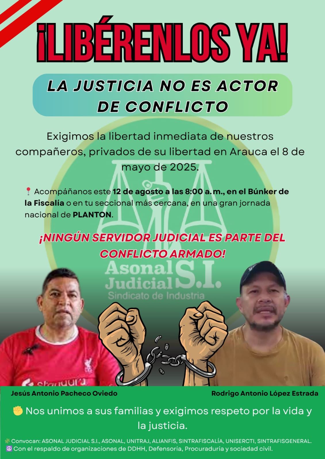 Plantón para reclamar libertad de trabajadores del CTI / Foto Asonal