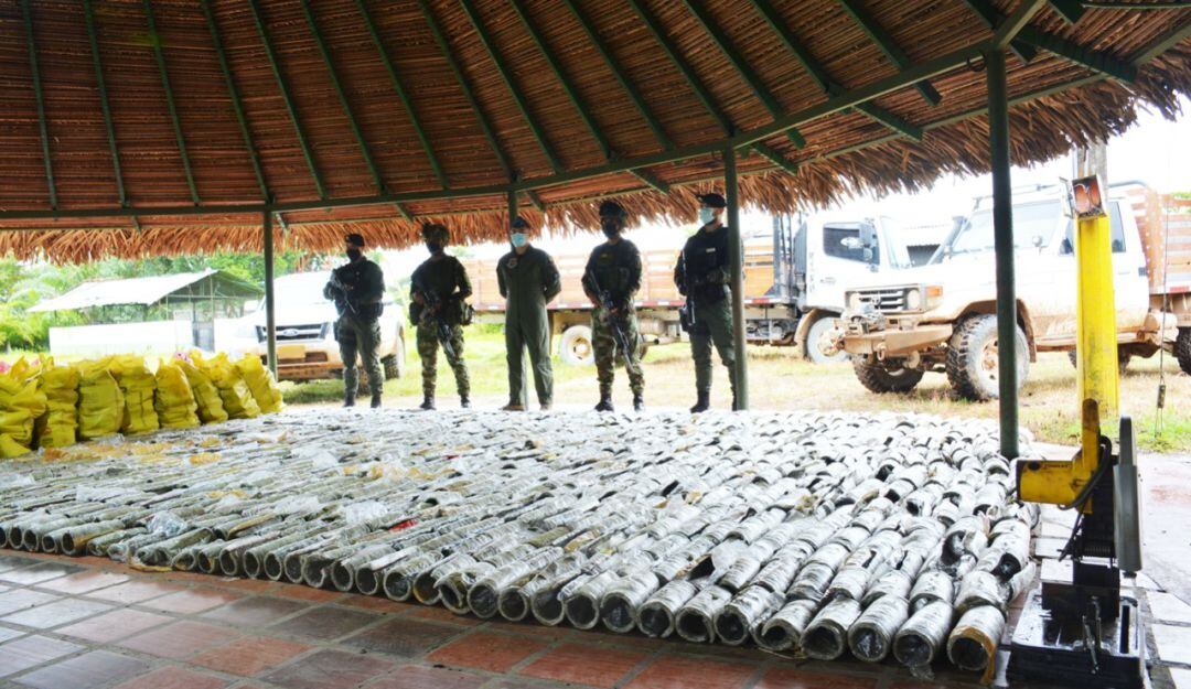 Marihuana incautada en Arauca a grupos armados ilegales.
