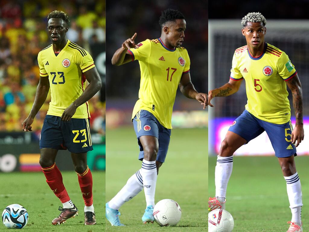Jugadores de la Selección Colombia Davinson Sánchez, Luis Sinisterra y Wilmar Barrios (Fotos vía Getty Images)
