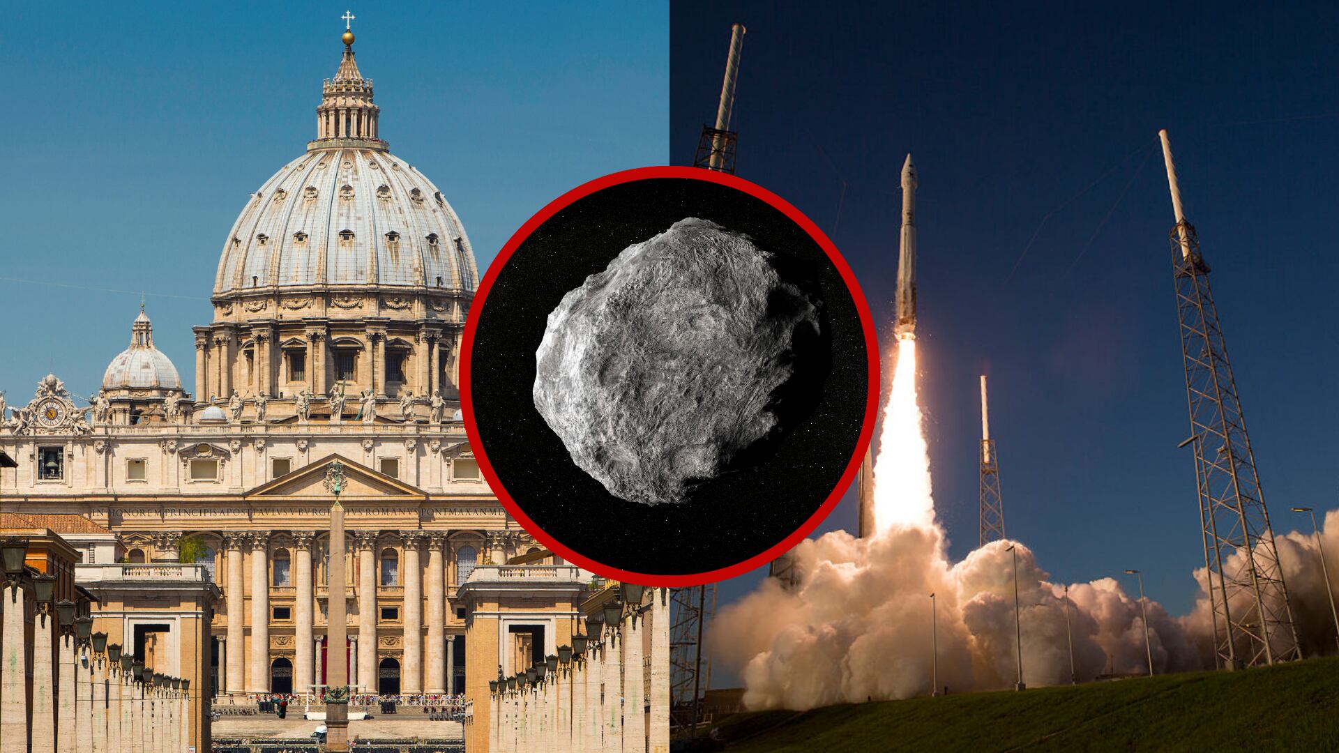 Collage vaticano, NASA misión OsirisRex y asteroide Bennu. Fotos: Getty Images.