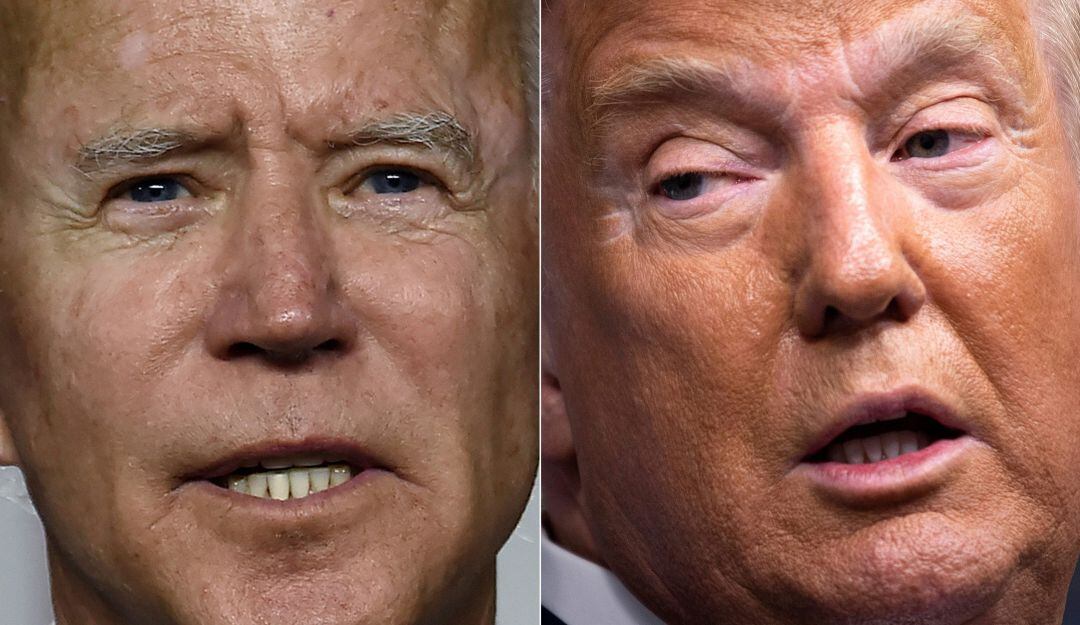 El entrante presidente Joe Biden y el saliente mandatario Donald Trump.