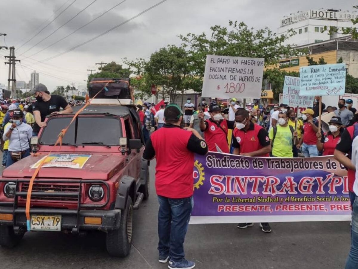 Aglomeraciones durante la jornada nacional de protestas en Cartagena