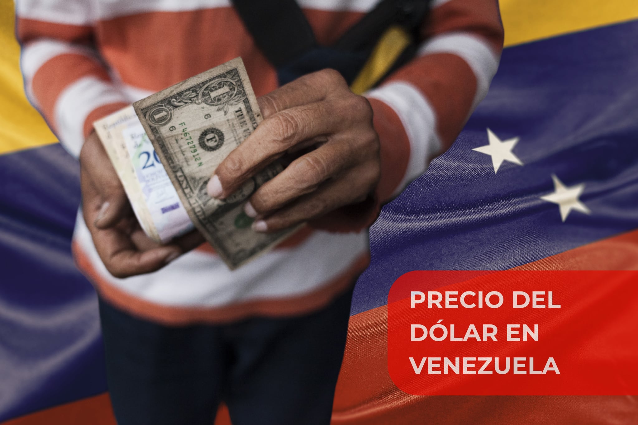 Imagen de la bandera de Venezuela tomada de Getty Imagenes (Autor: Mariano Saynot) // Imagen de persona contando bolívares y dólares tomada de Getty imagenes (Autor: Bloomberg Creative)