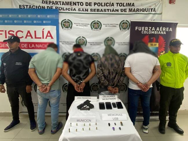 Las cuatro personas fueron capturadas en la población de Fresno, Tolima