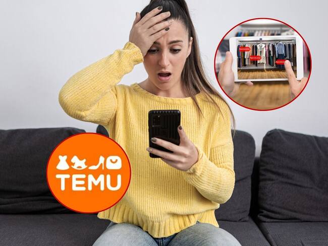 Mujer revisando celular - Imagen de compras virtuales - Logo de Temu - Getty Images - Cortesía Temu