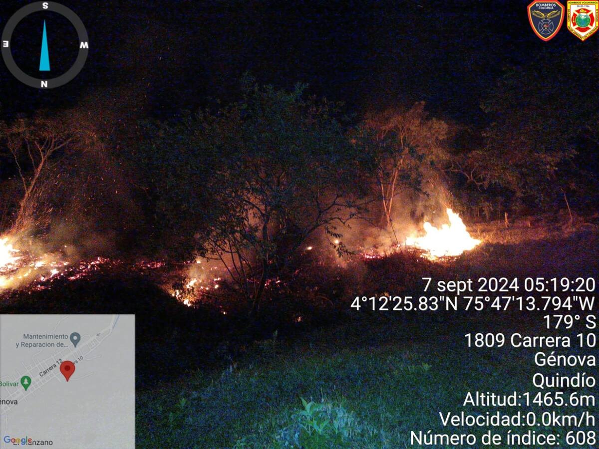 Génova, Armenia, Calarcá y Montenegro afectados por incendios de cobertura vegetal