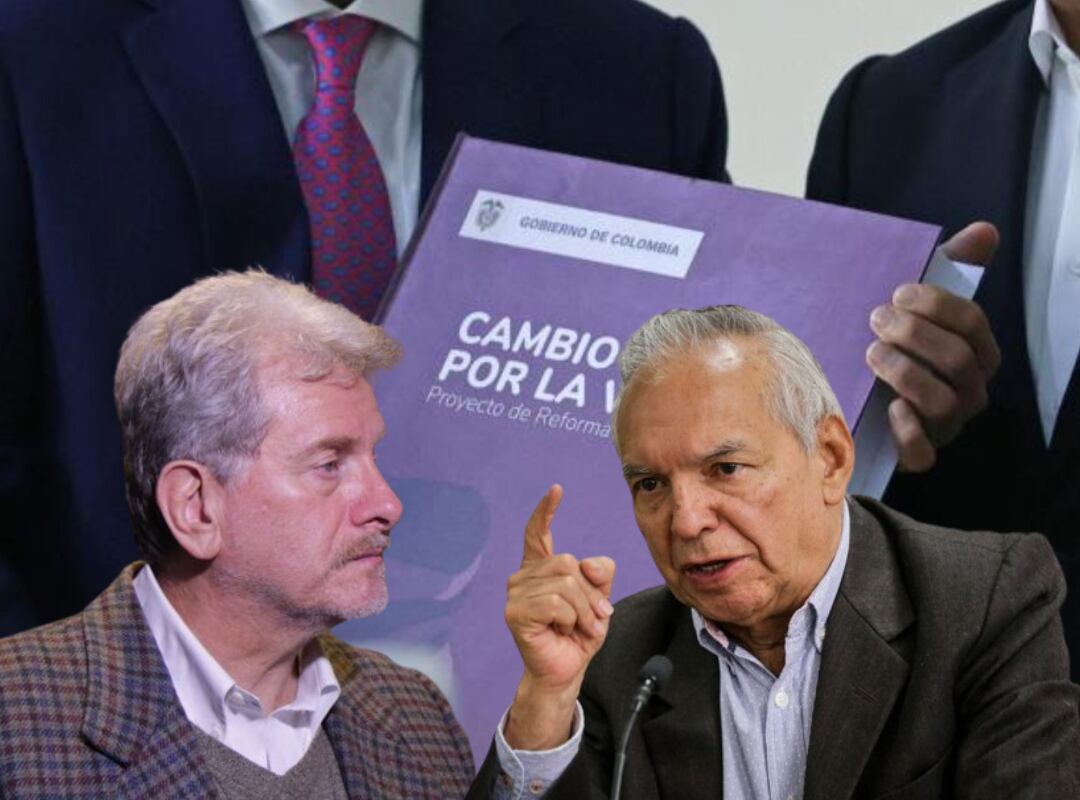 A la izquierda, Santiago Montenegro, presidente de Asofondos. A la derecha, el ministro de Hacienda, Ricardo Bonilla.