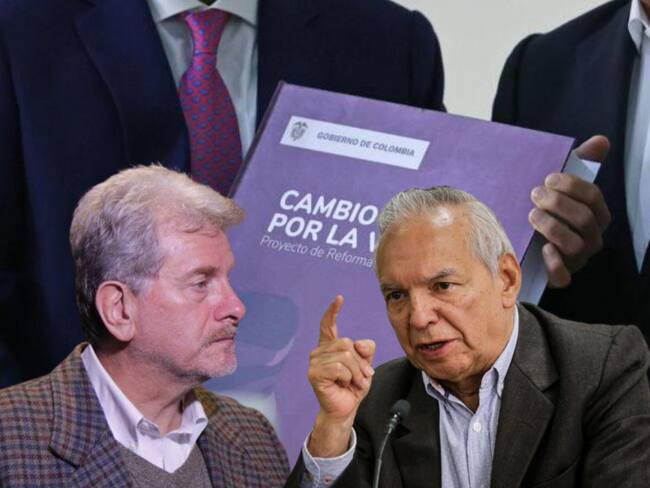 A la izquierda, Santiago Montenegro, presidente de Asofondos. A la derecha, el ministro de Hacienda, Ricardo Bonilla.